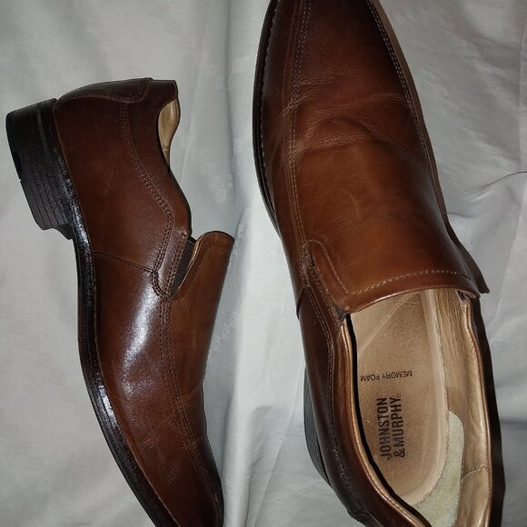 Johnston and Murphy Lewis Tan Full Grain Leather Slip on Shoes New M Size 10 - Picture 2 of 5
